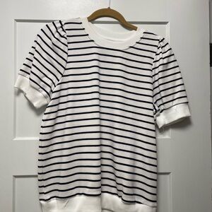 crown & ivy White sweater top with navy stripes